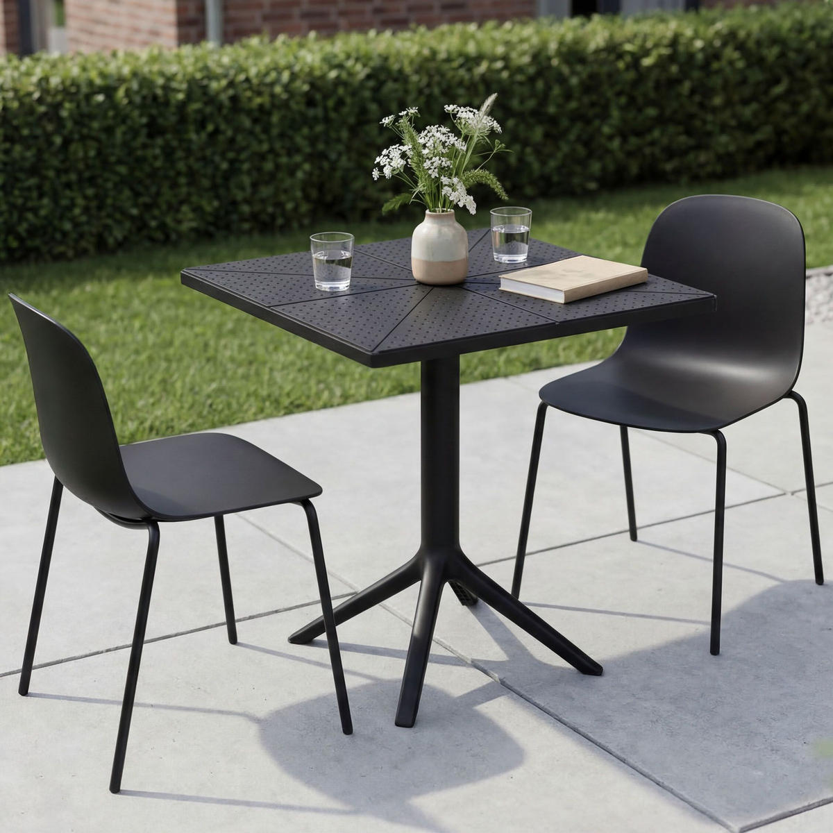 GARTENSITZGRUPPE 2 Kunststoff Schwarz - Schwarz, Kunststoff - CLP