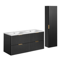 BADMÖBEL 120.4cm Adriel 2er-Set Mattschwarz - Schwarz, Holzwerkstoff (120.4/57/46cm) - Petits-meubles