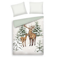 BETTWÄSCHE Satin HIVROSI, 160x200 cm, Beige, Winter Weihnachten Bettbezug, Weihnachtsdeko, Christmas, Weihnachtsmotiv - Beige, Textil (160/200cm) - home&you