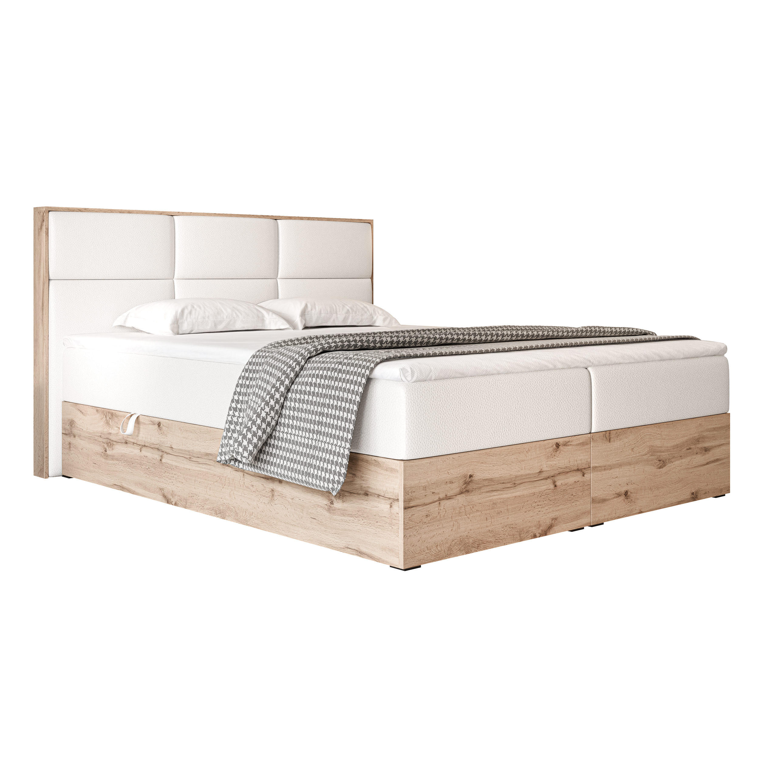 BOXBETT LAVIO 160/200 cm, in Weiß, mit Matratze und Topper - Weiß, Holzwerkstoff/Textil (160/200cm) - Idohome