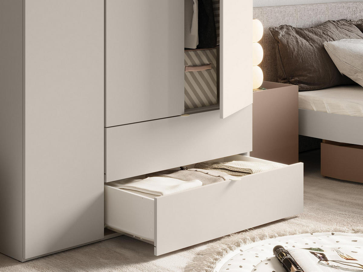 KLEIDERSCHRANK Sigma 3D2S SG01 - Kaschmir, Holzwerkstoff (130/201/55cm) - MIRJAN24
