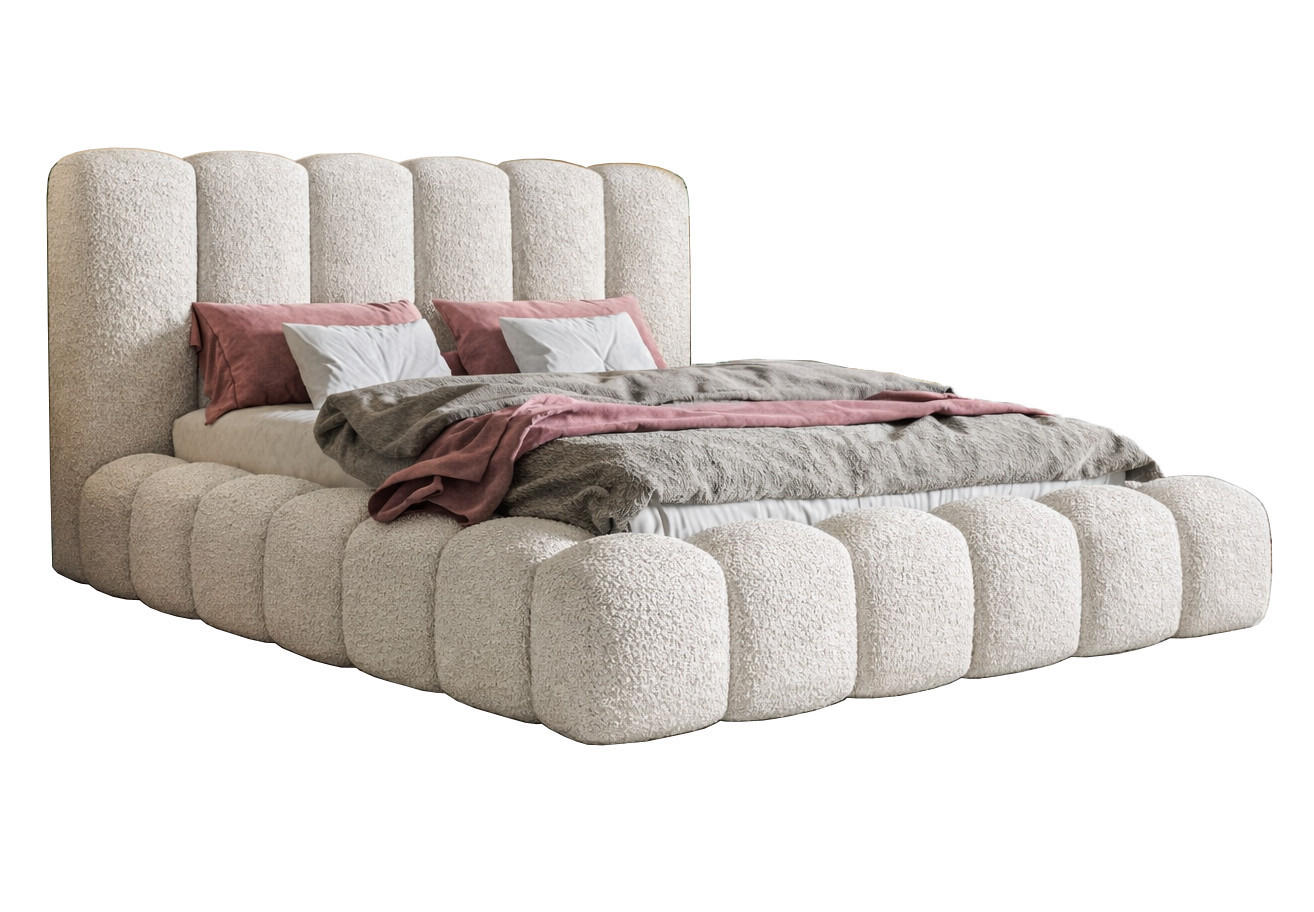 POLSTERBETT 160x200 Madeno mit Bettkasten, Boucle, Creme - Creme, Holz/Textil (160/200cm) - Emporius