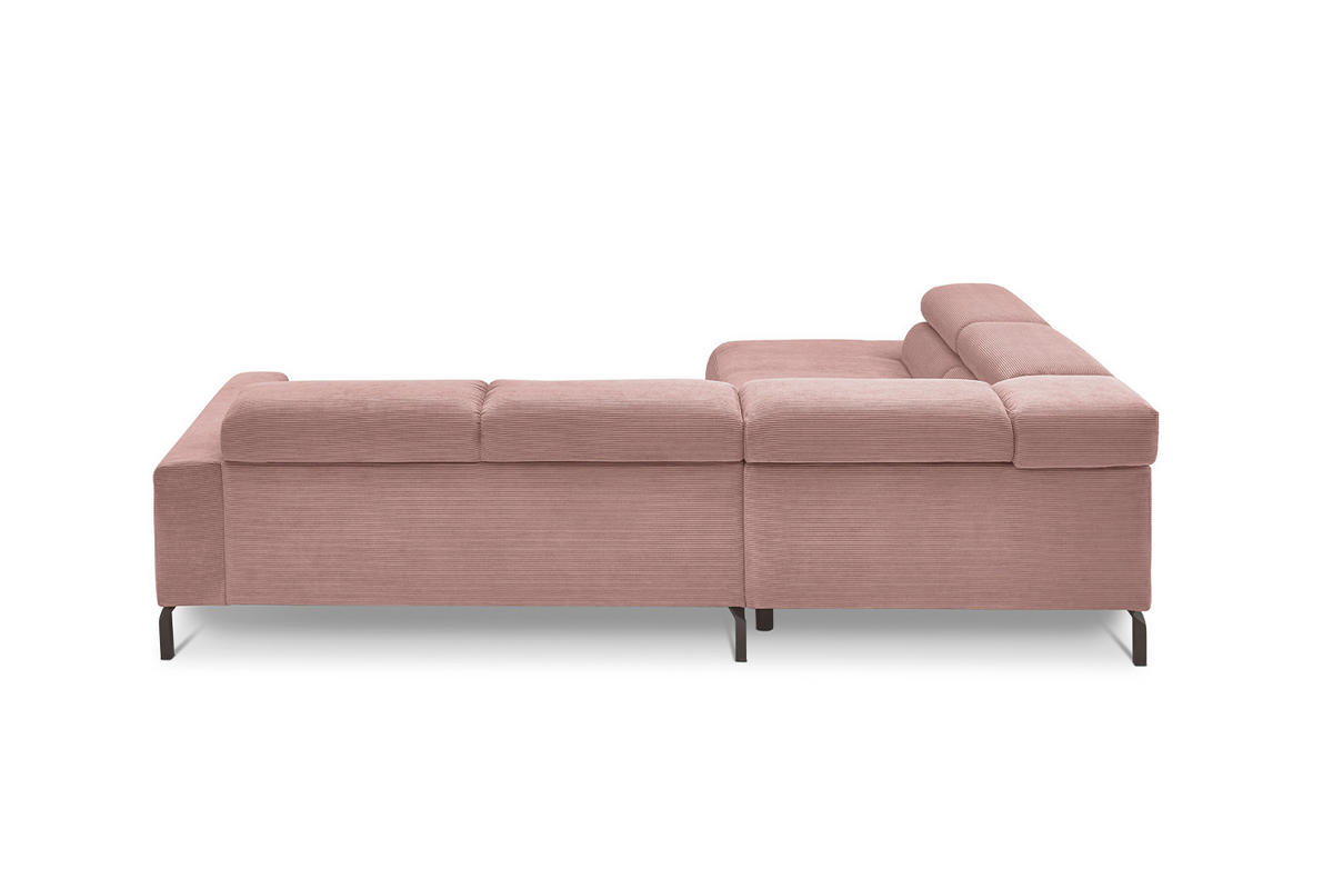 ECKSOFA DELIA Pink Cord - Pink/Schwarz, Textil/Metall (276/219cm) - KAWOLA