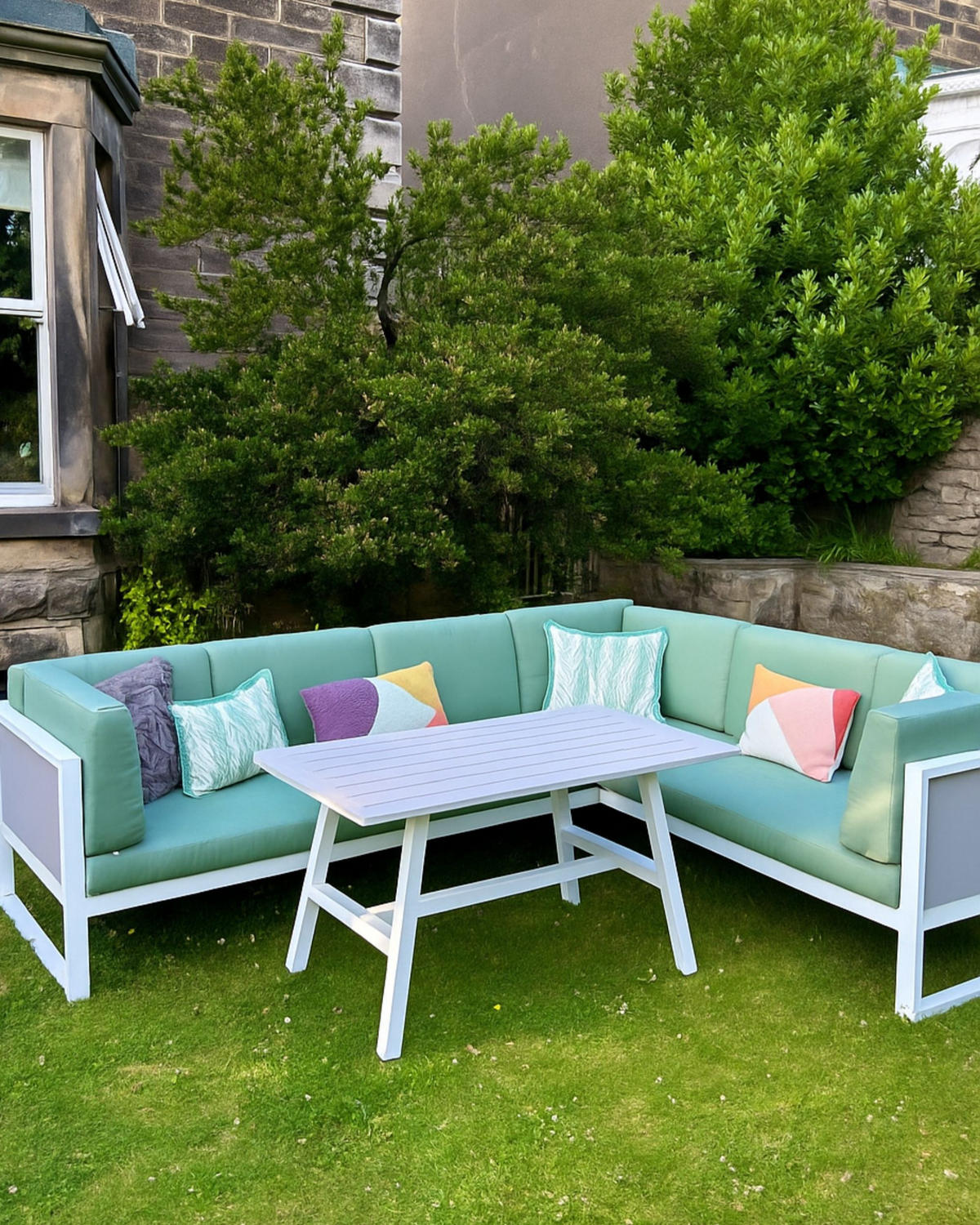 LOUNGE-SET Aluminium Grün Castella - Weiß/Grau, Metall - Beliani