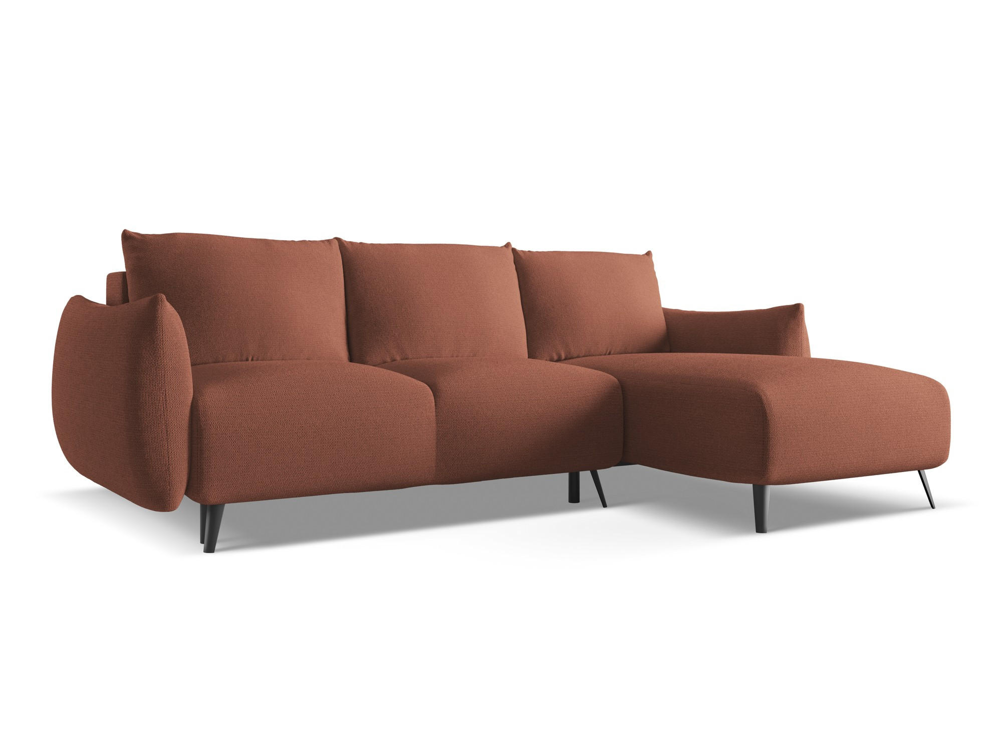 ECKSOFA mit Schlaffunktion Chenille Stoff Pink - Pink/Hellrosa, Textil/Metall (242/162cm) - Makamii