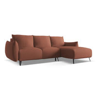 ECKSOFA mit Schlaffunktion Chenille Stoff Pink - Pink/Hellrosa, Textil/Metall (242/162cm) - Makamii