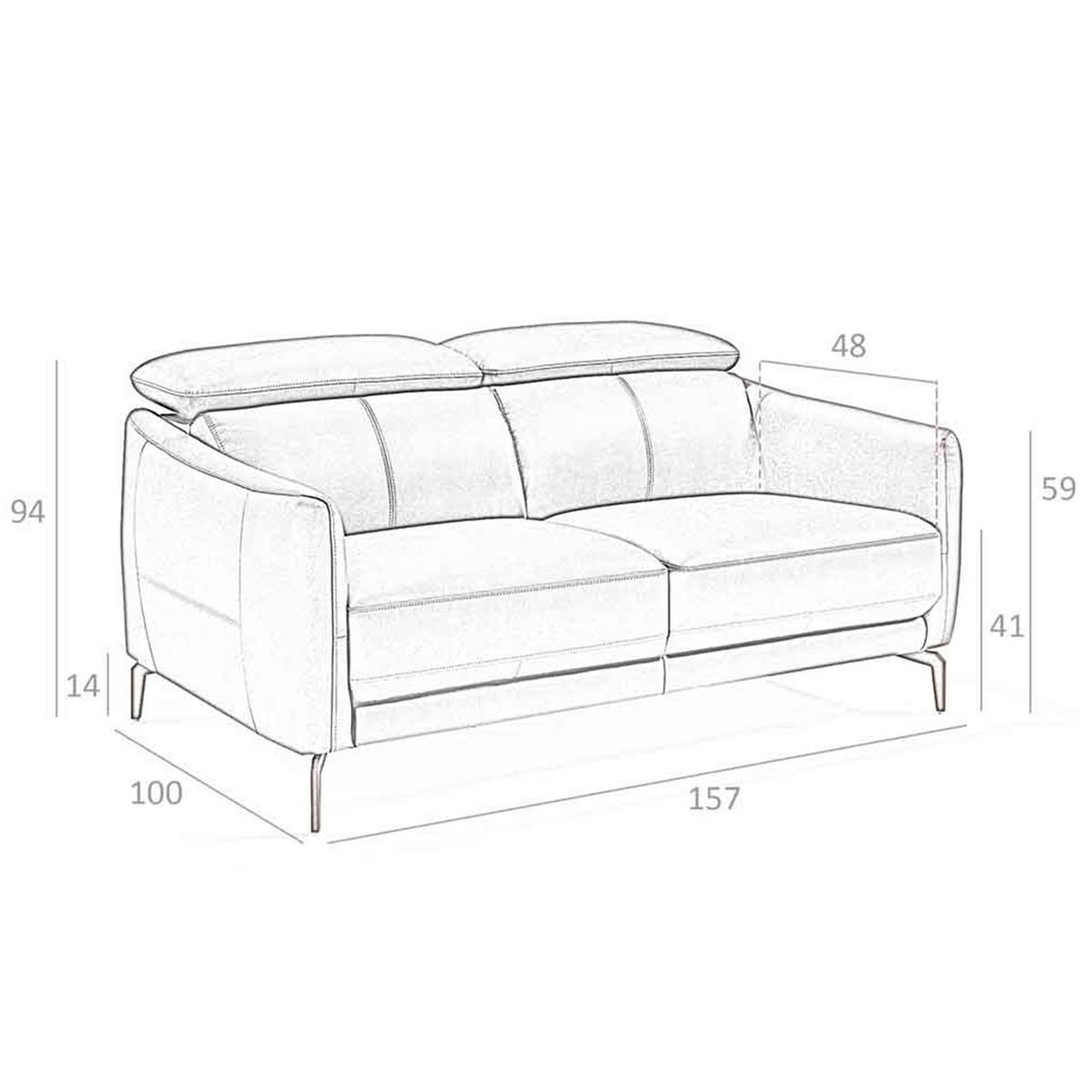 SOFA Schwarzes Ledersofa 2-sitzig 157/100/94 cm - Schwarz, Leder (157/94/100cm) - ANGEL CERDA