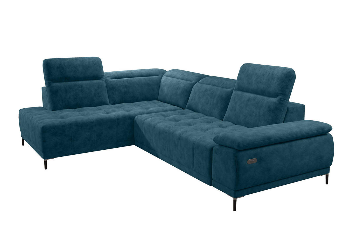 ECKSOFA FOCUS XL L-förmig Konfiguration freistehend LINKS 204x352x98cm Blue - Blau, Holz/Textil (204/352cm) - DomoHome
