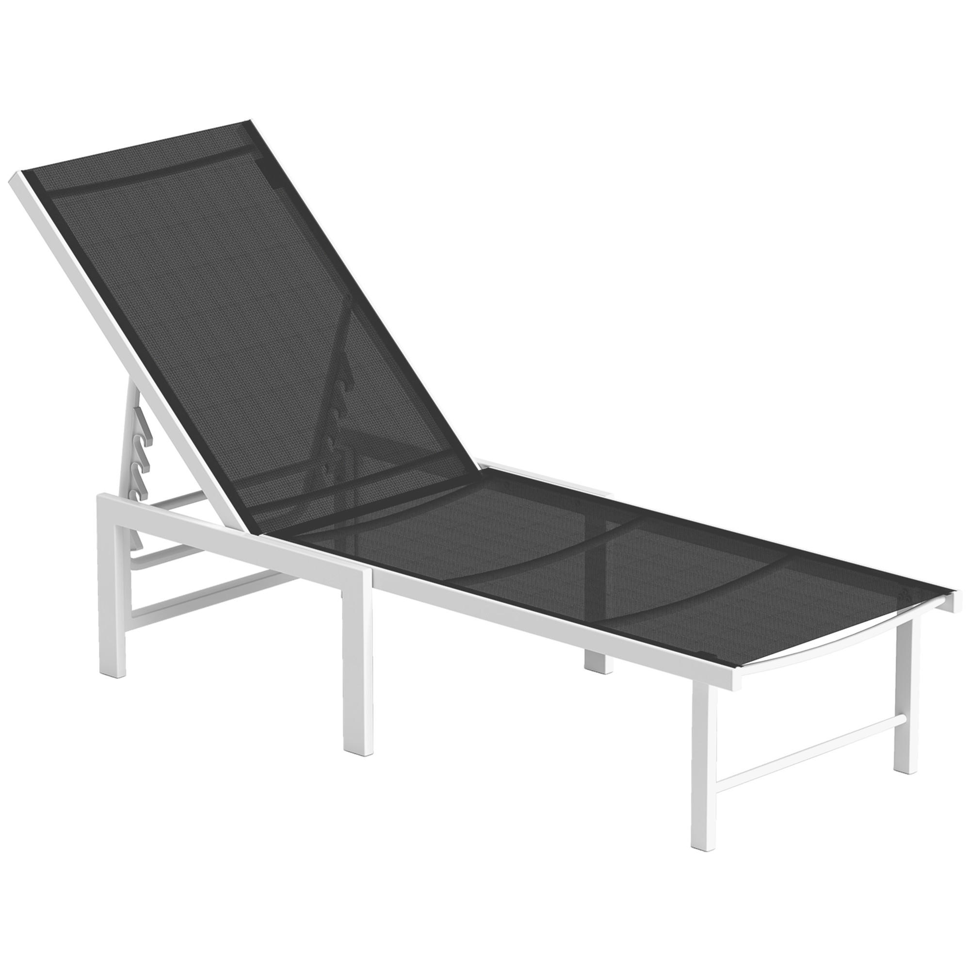 SONNENLIEGE Liegestuhl mit 5-fach verstellbarer Rückenlehne Weiß und Grau 60 x 166 x 84 cm - Grau, Metall (60/84/166cm) - Vallsero