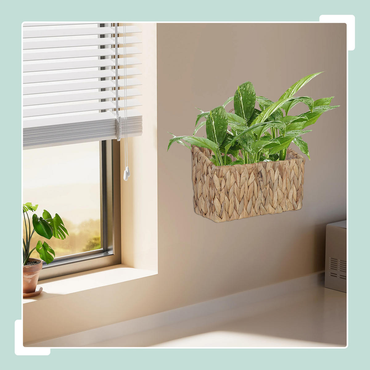 BLUMENAMPEL - Hellbraun, Kunststoff/Textil (29cm) - Relaxdays