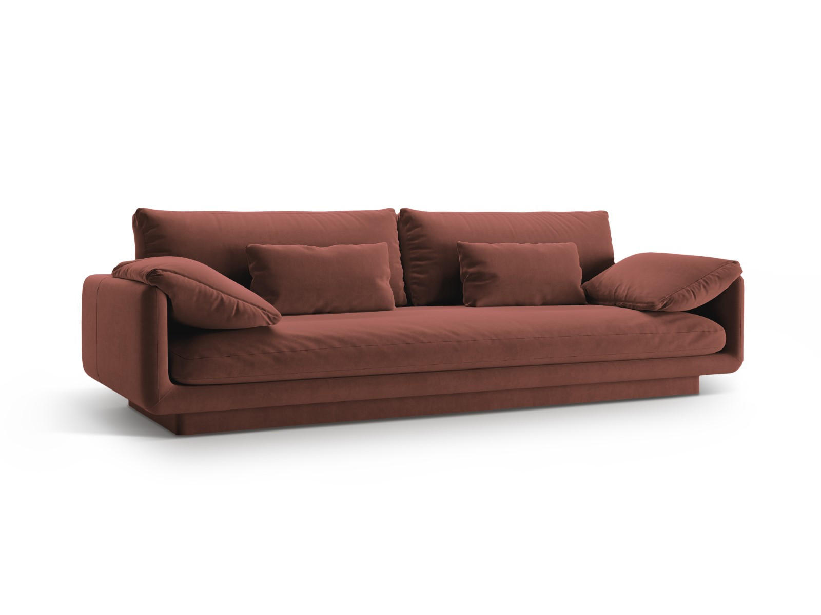 SOFA Torino aus Samt cuoio 4 Sitzplätze - Kastanienfarben, Textil (250/83/103cm) - Micadoni