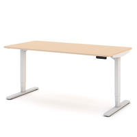 SCHREIBTISCH Elektrisch höhenverstellbarer Schreibtisch Y-Line Curved Kiesel Signalweiß 120/80/62-127cm - Beige/Weiß, Holzwerkstoff/Metall (80/120/127cm) - ASSMANN