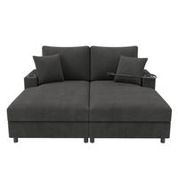 SCHLAFSOFA 163/140/82 cm in Grau – mit USB-Anschluss und Cordbezug - Grau, Textil (140/82/163cm) - BEAOK