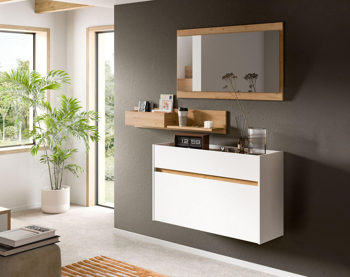 SCHUHKOMMODE DRIVE (B/H/T: ca. 110/61/32 cm) in Weiß/weiß - Weiß, Holzwerkstoff (110/61/32cm)