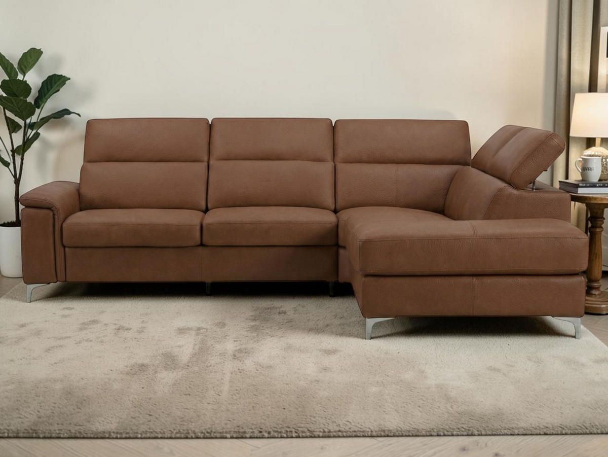 ECKSOFA Avenger Echtleder Cognacbraun - Cognac, Leder/Metall (271/81/224cm)