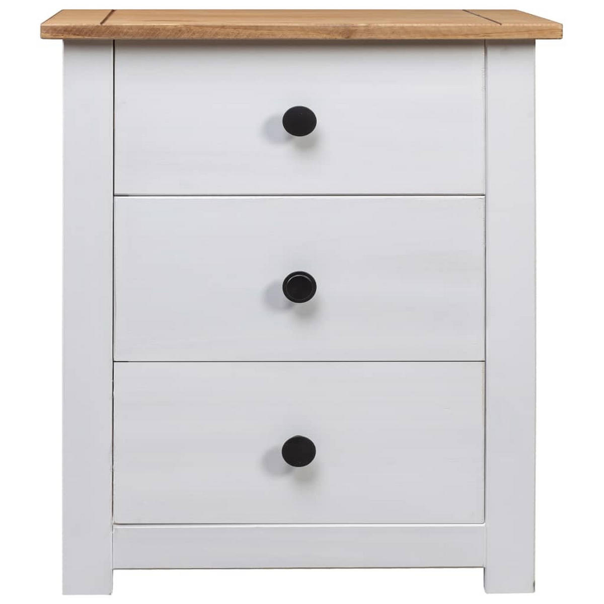NACHTTISCH mit 3 Schubladen 46/40/57 cm aus Panama-Kiefer in Weiß - Weiß, Holz (46/57/40cm) - vidaXL