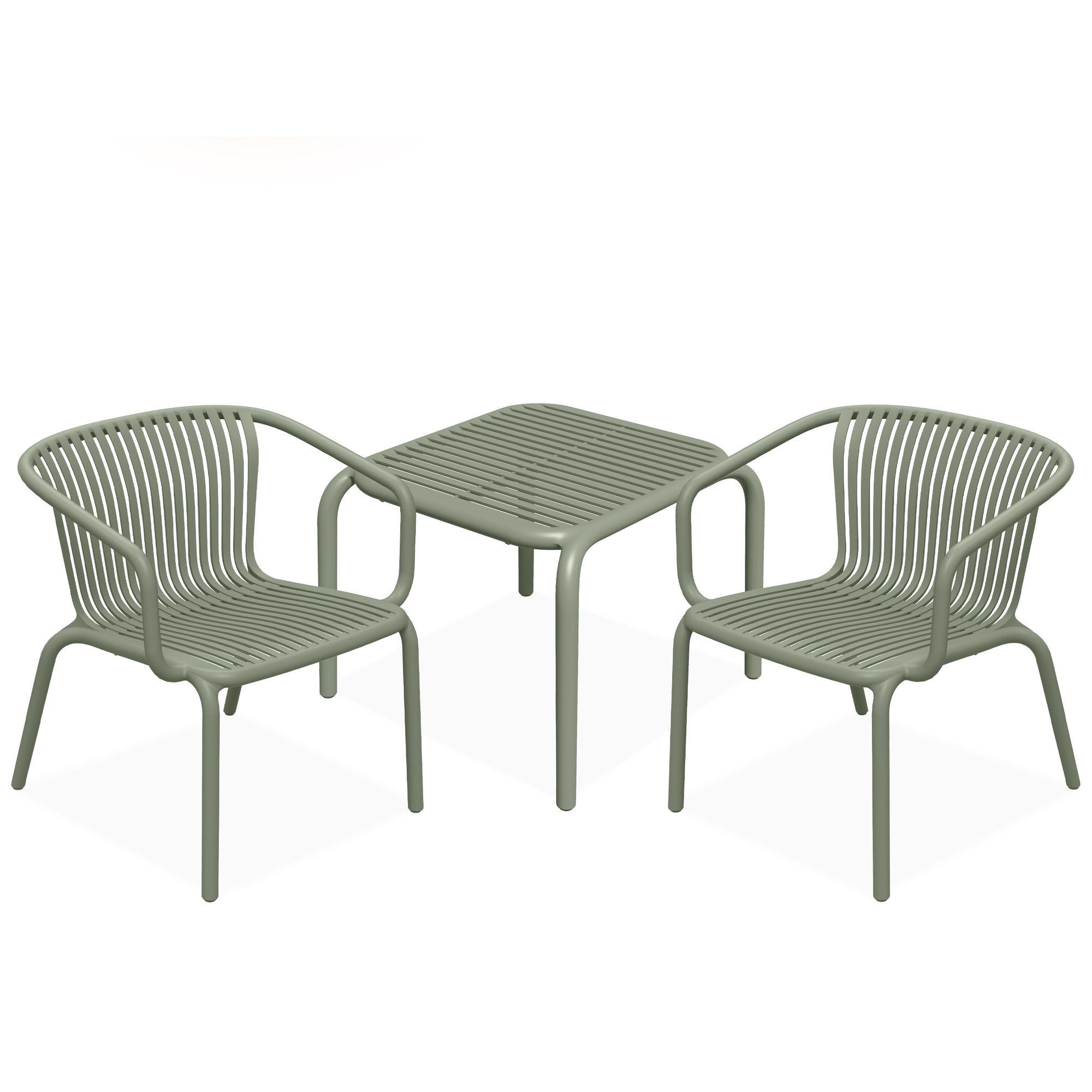 GARTEN ESSGRUPPE FICCARI, Gartenmöbel-Set 3-tlg, Olive - Olivgrün, Kunststoff - KONSIMO®