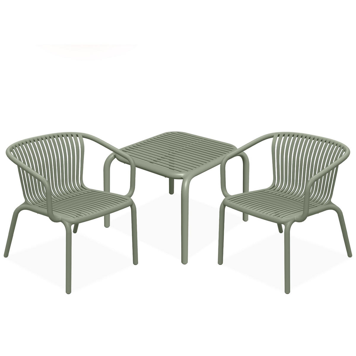 GARTEN ESSGRUPPE FICCARI, Gartenmöbel-Set 3-tlg, Olive - Olivgrün, Kunststoff - KONSIMO®