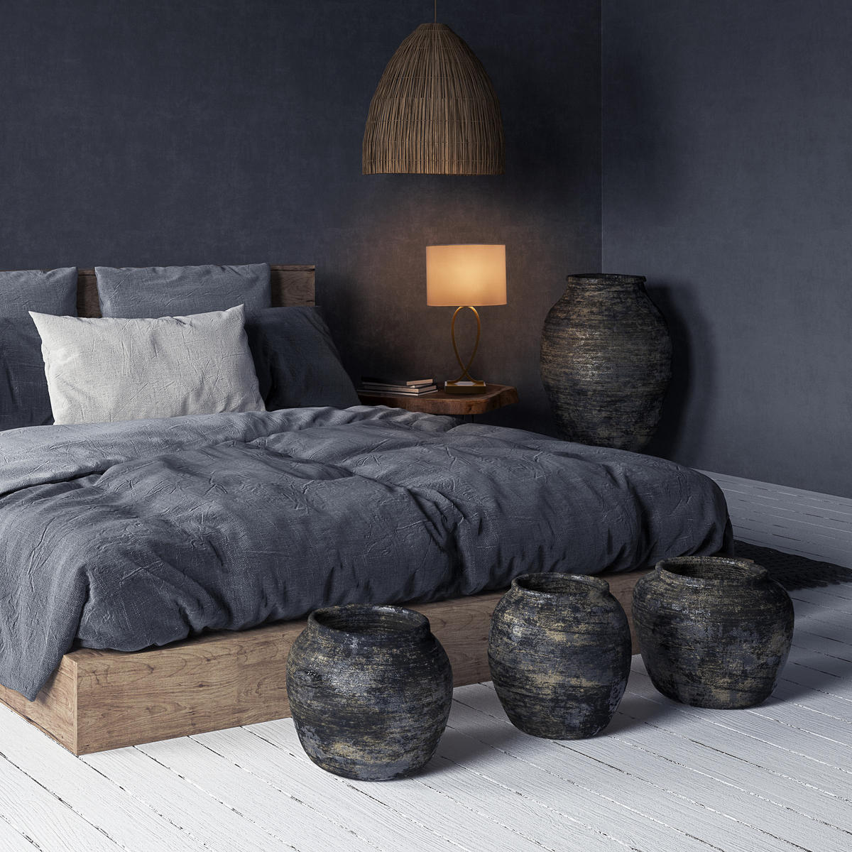 TISCHLAMPE - Goldfarben, Textil/Metall (18/28/51cm) - Relaxdays