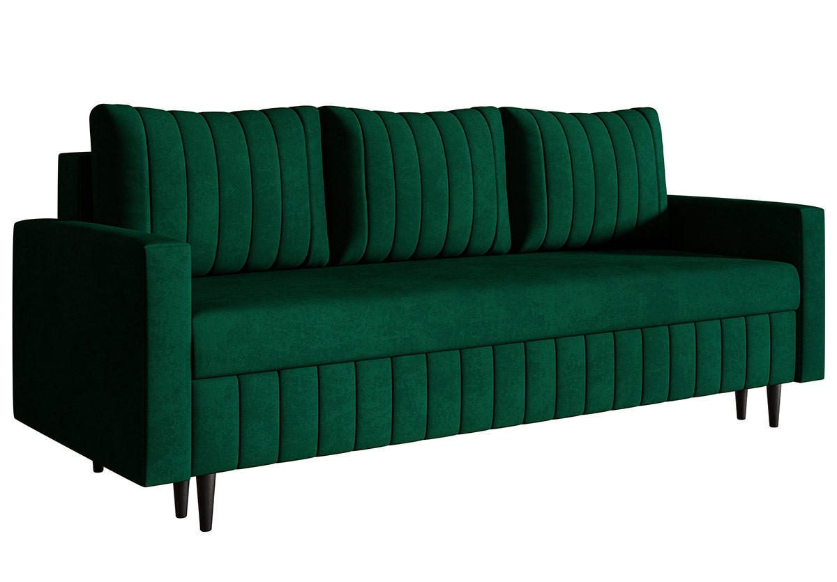 SCHLAFSOFA 215 cm Scandi, 3-seater, Bettkasten, Beine, Grün - Grün, Holz (215/94/90cm) - Emporius