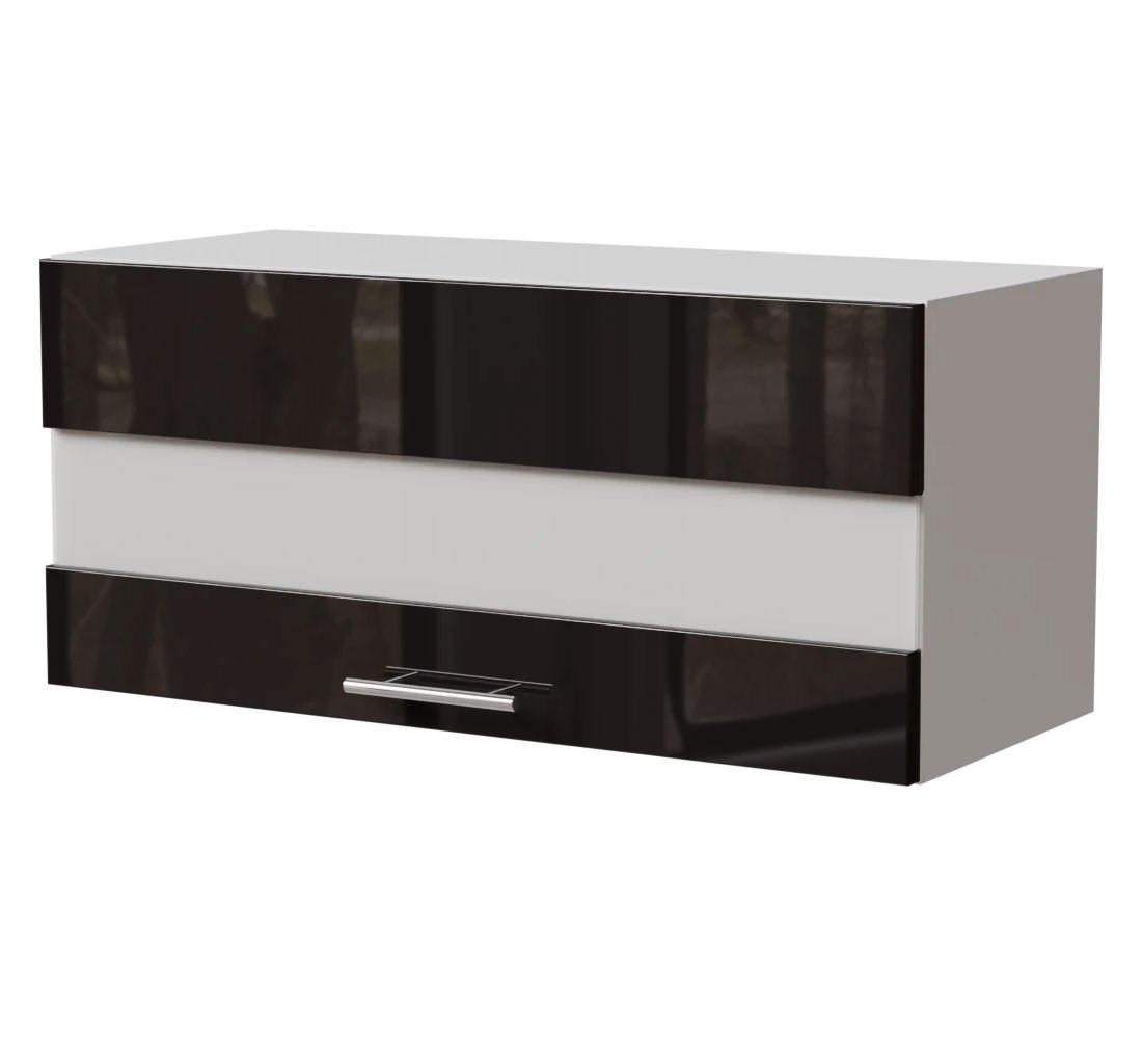 Feldmann-Wohnen Klapphängeschrank Schwarz Hochglanz, Weiß 80x36x32.5 cm