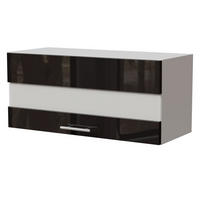 KLAPPHÄNGESCHRANK Essen W4BS/80/LAM Schwarz Hochglanz / Weiß Matt 80 / 32,5 / 36cm - Schwarz Hochglanz/Schwarz, Holz/Holzwerkstoff (80/36/32.5cm) - Feldmann-Wohnen