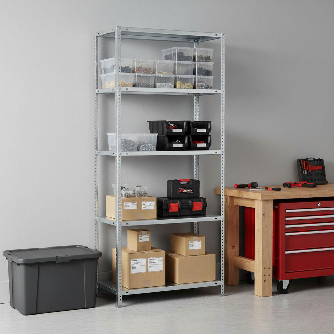 SCHRAUBREGAL PANDA | HxBxT 180x90x40cm | 5 Fachböden | Fachlast 75kg | Verzinkt - Silberfarben, Metall (90/180/40cm) - PROREGAL