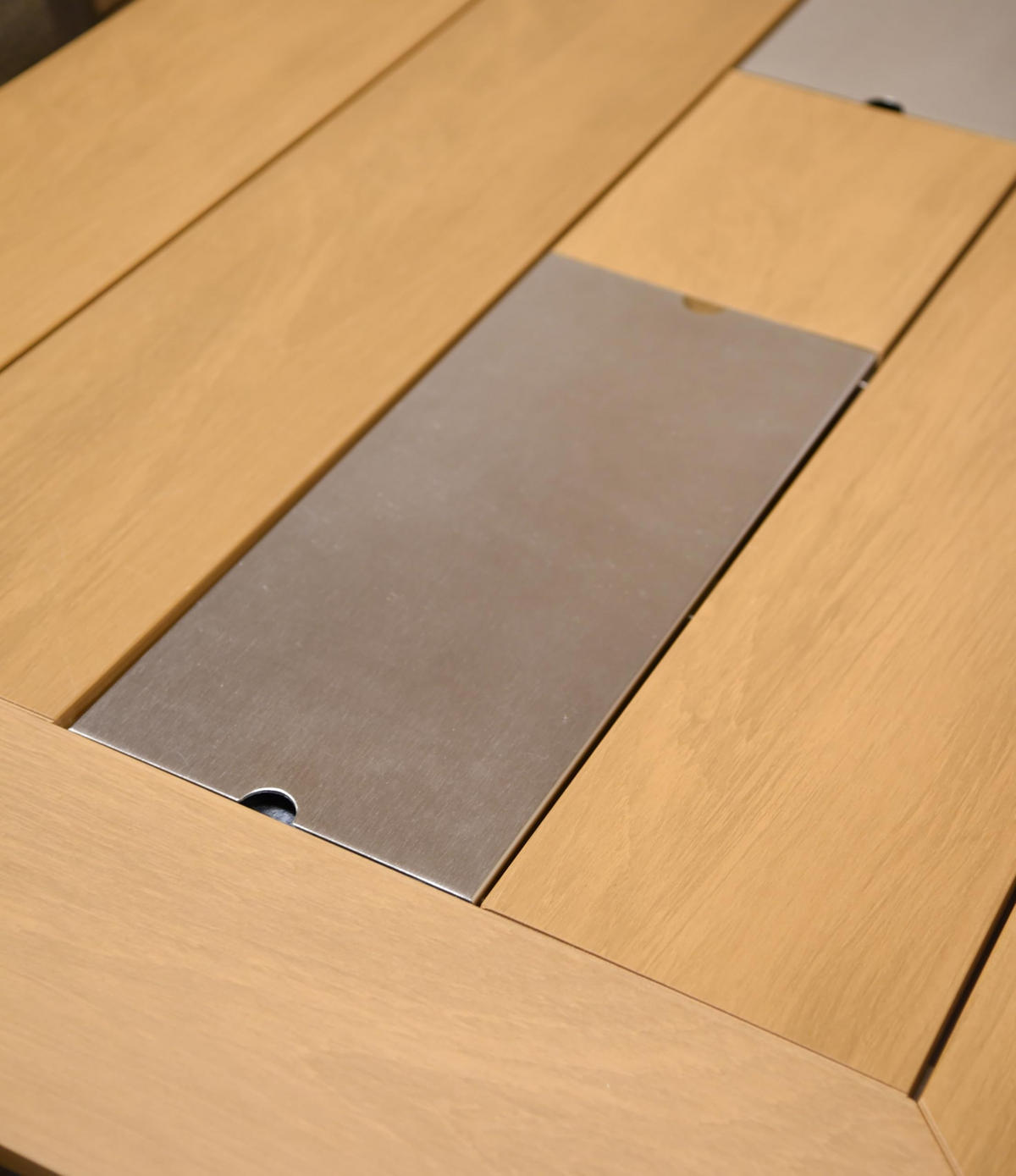 GARTENTISCH Finja mit 2 Eisbehältern Terrassentisch - Champagner, Kunststoff (150/90/75cm) - DELUKE