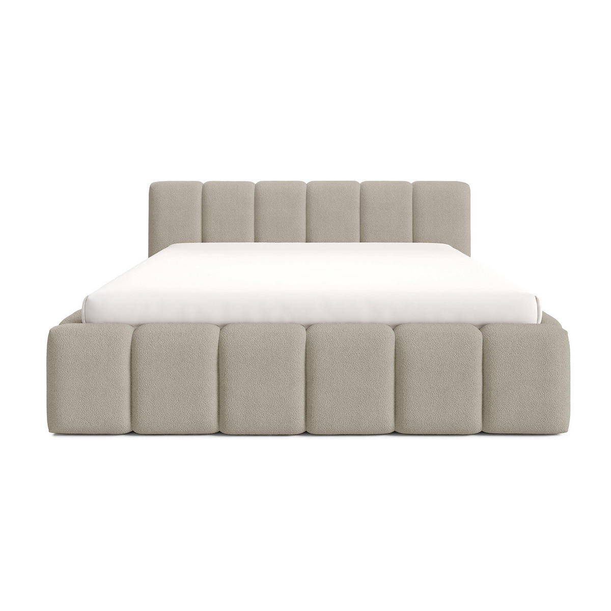 POLSTERBETT KALLA Medium 140x200 cm mit Bettkasten – QUELLE 05 - Beige, Holz (140/200cm) - Dekori_Interiors