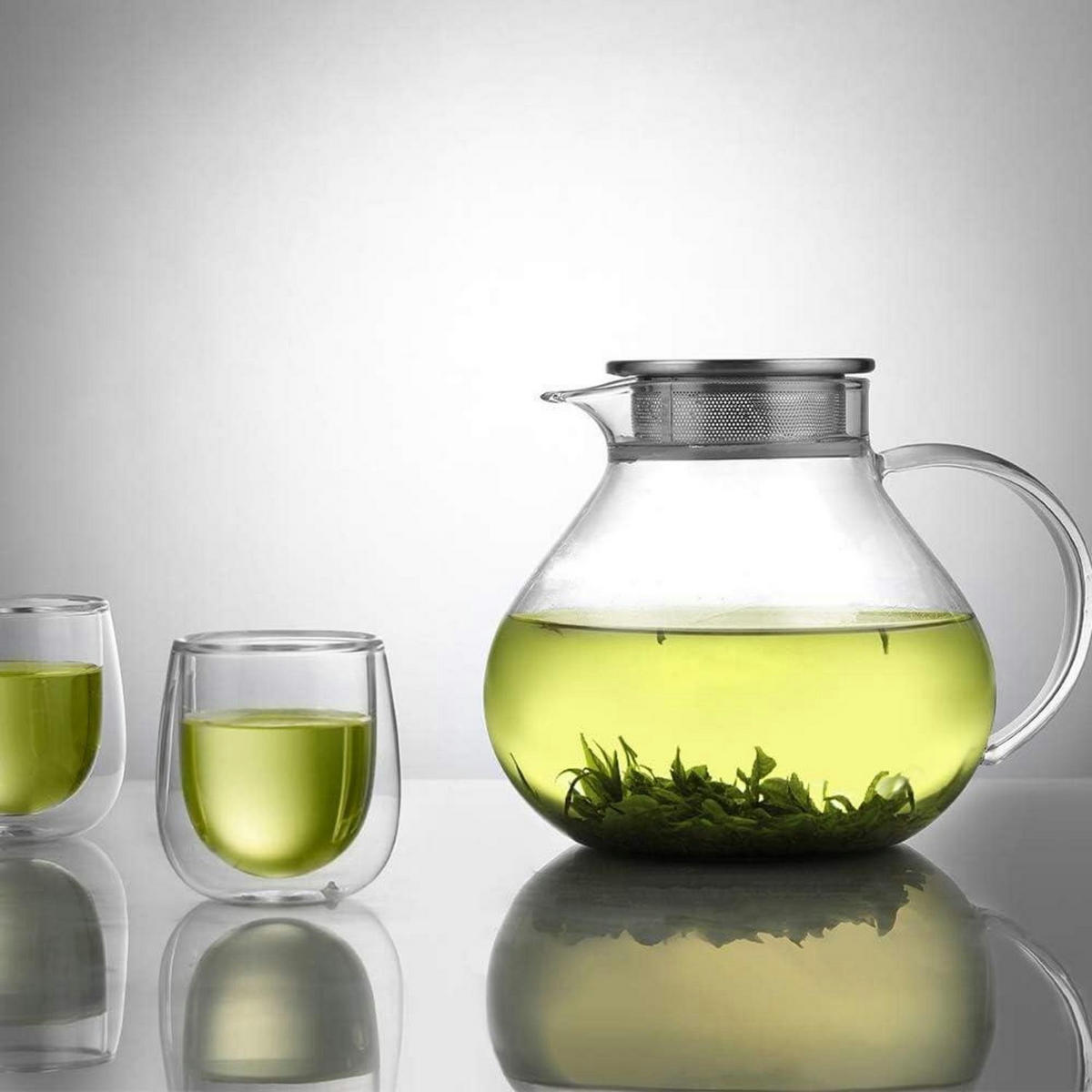 TEEKANNE Glas 1400 ml mit Edelstahlsieb - Transparent, Glas (16.2/19cm)