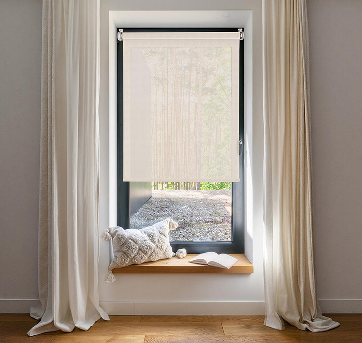 SCREEN-ROLLO without drilling 75X180 - Ecru, Kunststoff (75/180cm) - STORESDECO
