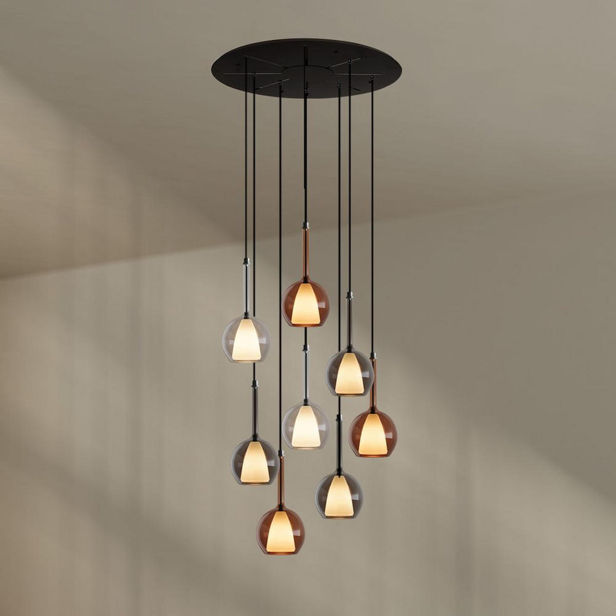GALERIELEUCHTE Belluna 8-flammig Mehrfarbig Ø 14cm - Multicolor, Glas (14/14/35cm) - s.luce