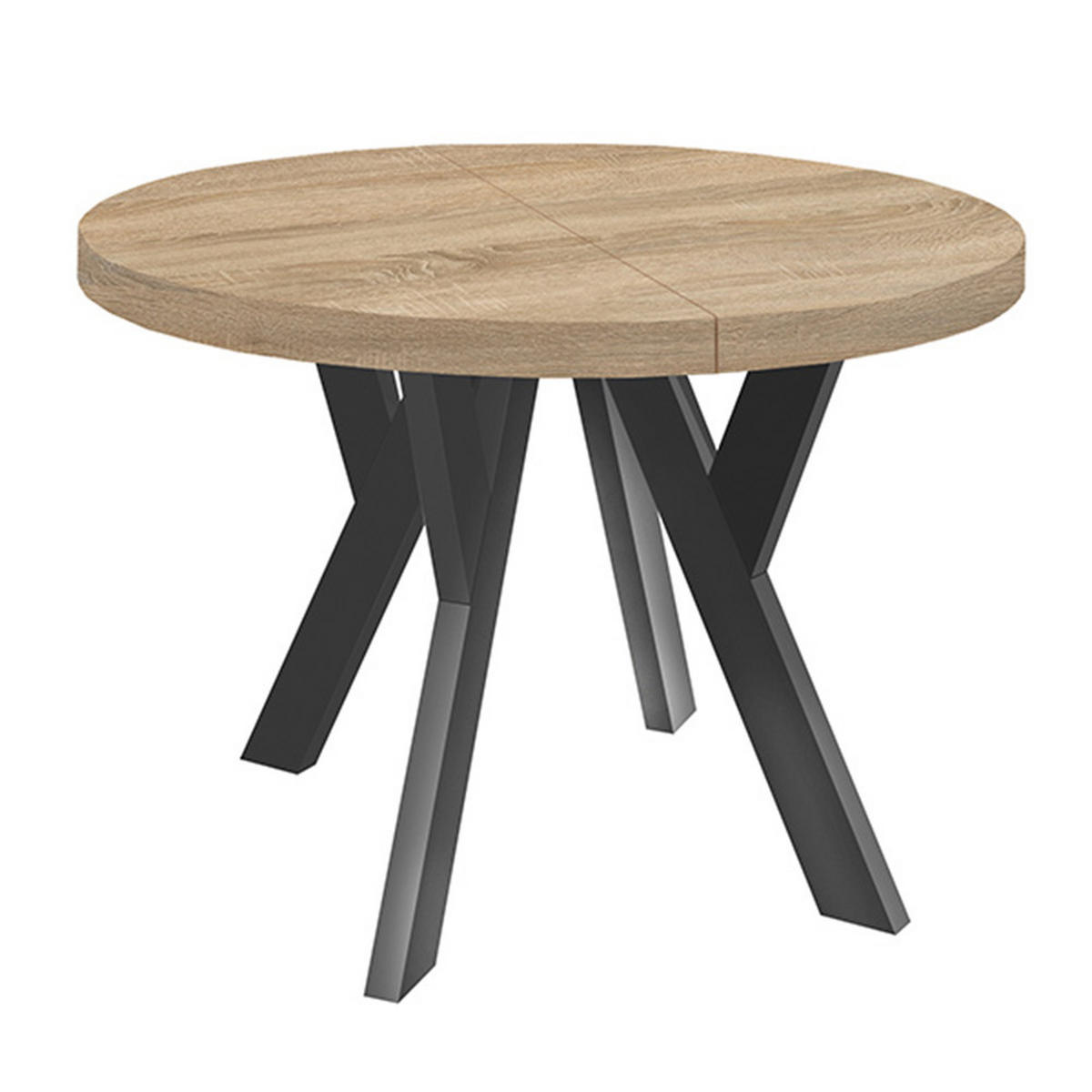 ESSTISCH Runder Ausziehbarer PERO 110/210, Eiche Sonoma / Schwarz - Schwarz/Sonoma Eiche, Holz (210/110/77cm)