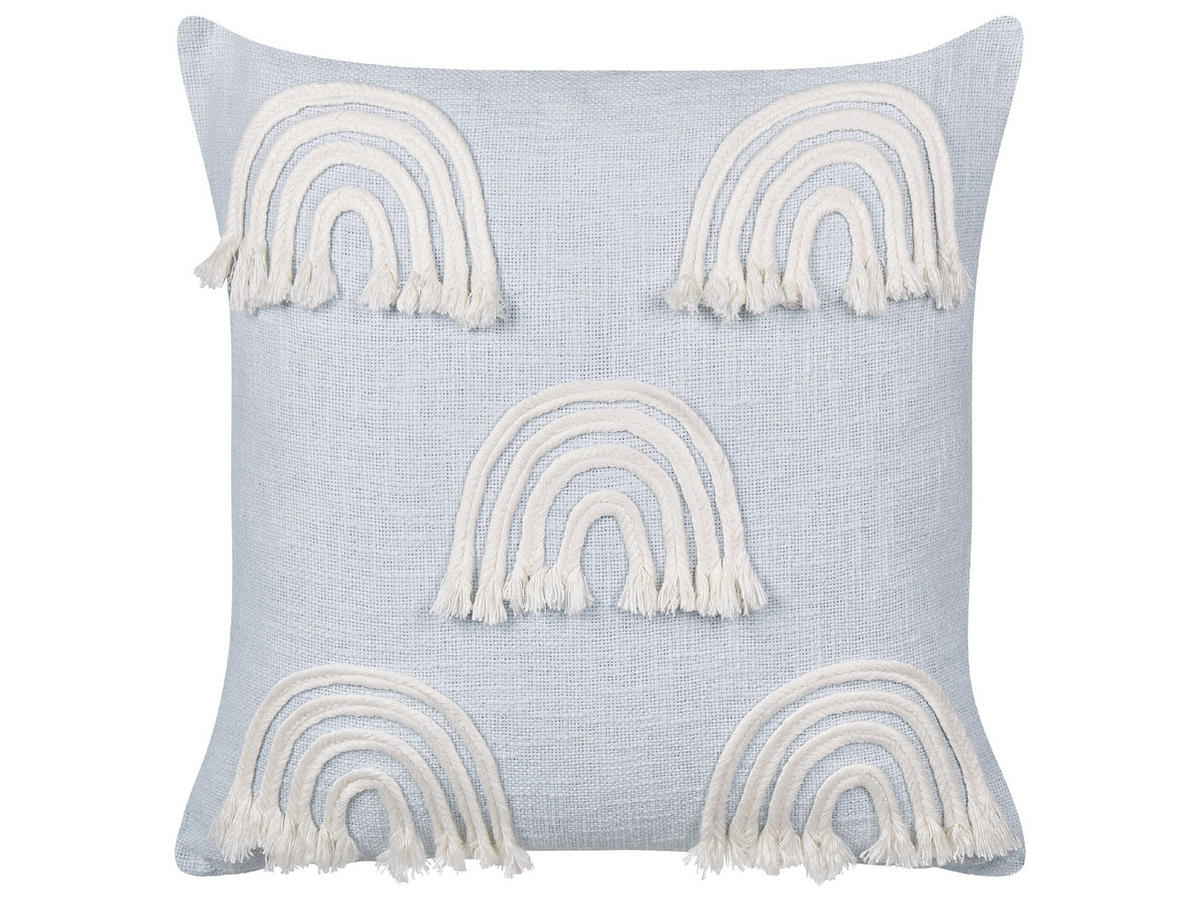 DEKOKISSEN 2er-Set Hellblau 45/45 cm Leea - Blau/Weiß, Naturmaterialien (45/45cm) - Beliani