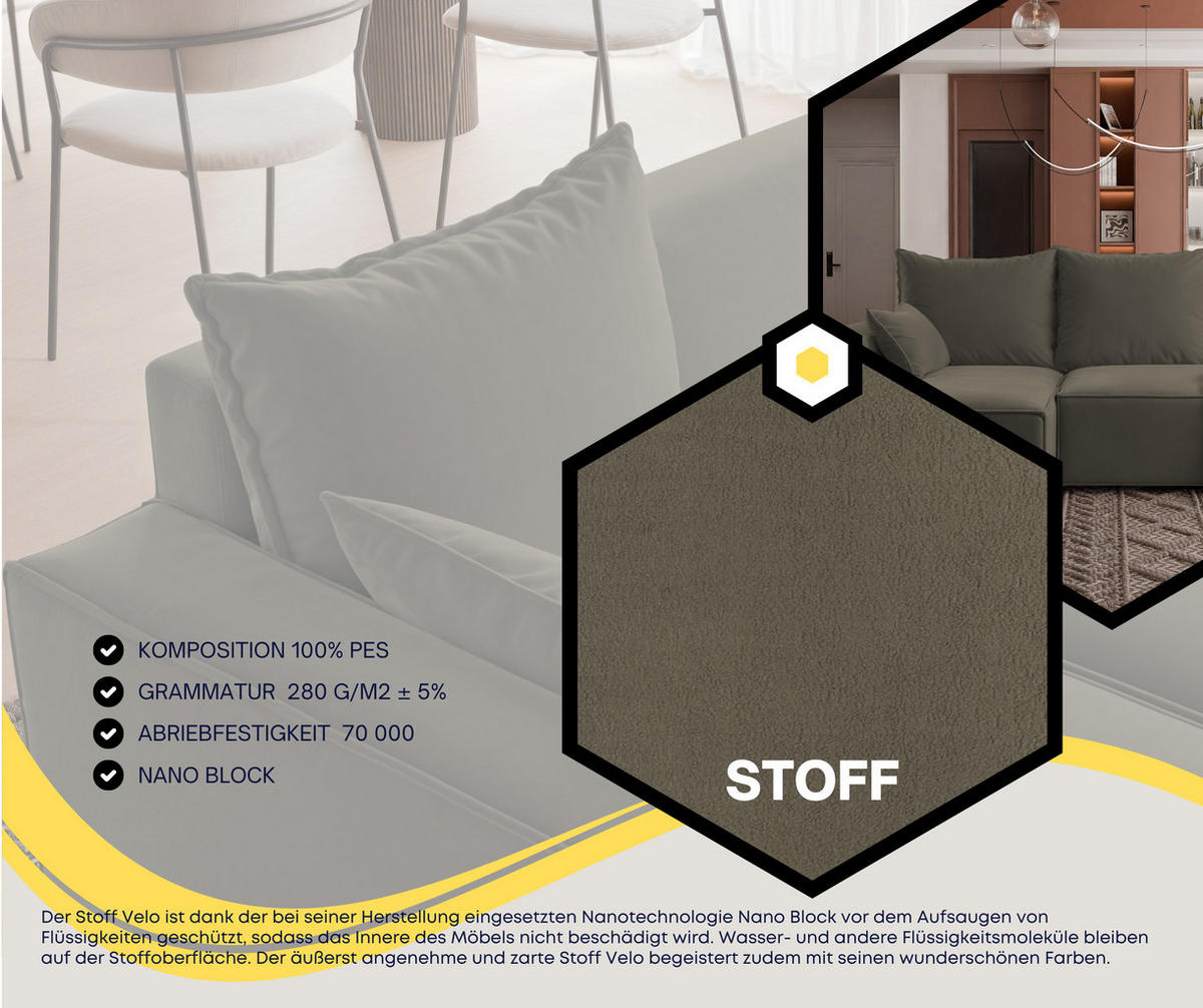 ECKSOFA Tobi mit Bettkasten und Schlaffunktion, L-Form, Velourstoff, Universal - Braun, Holzwerkstoff (246/145cm) - 4ALL HOME