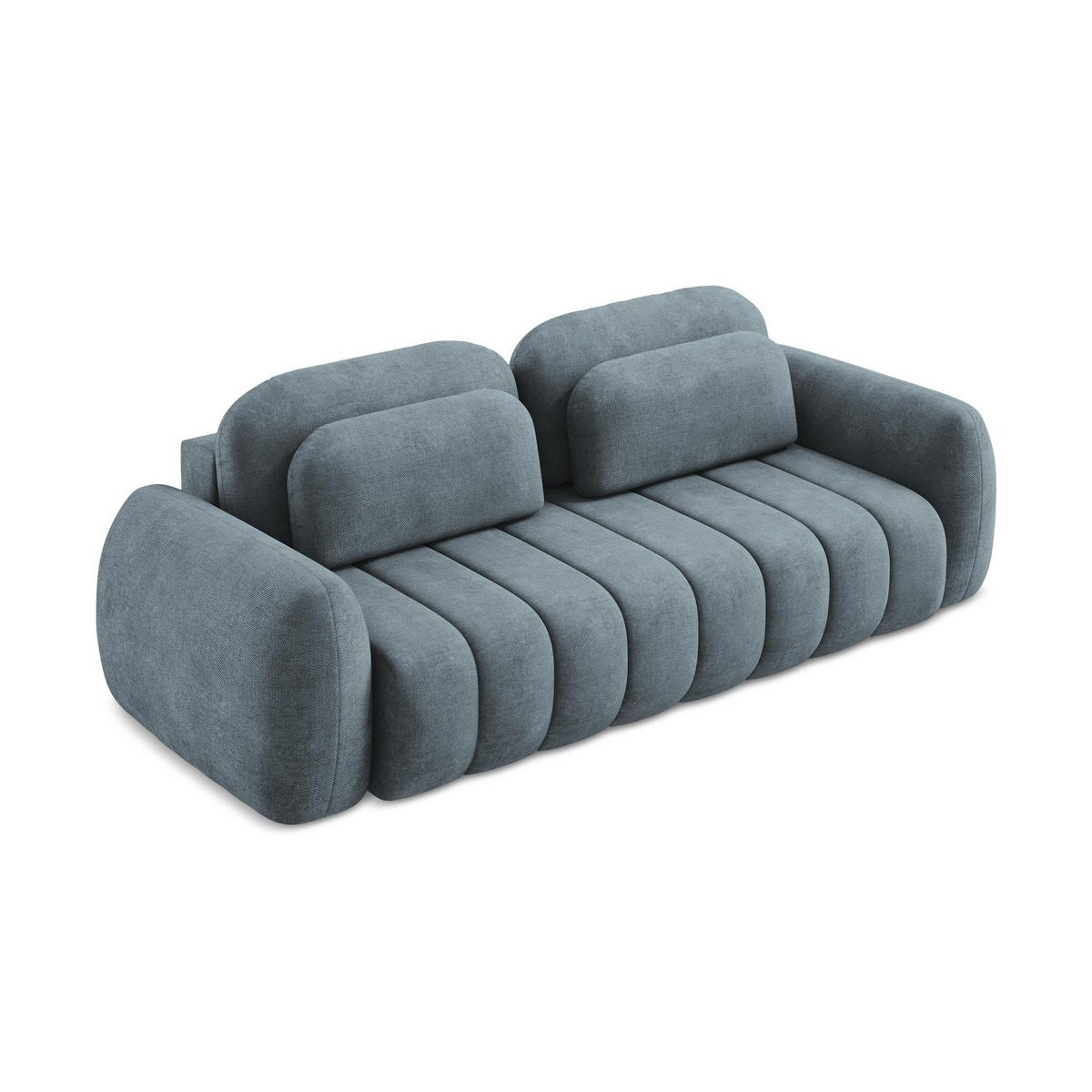 3-SITZER SOFA mit Schlaffunktion Chenille Stoff Blau - Pastellblau/Schwarz, Holzwerkstoff/Kunststoff (266/95/121cm) - LaMiaSofa