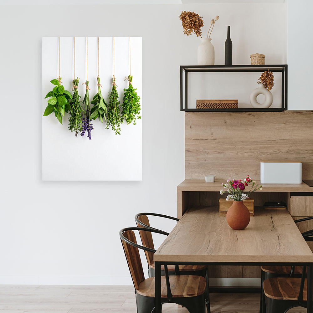 LEINWANDBILD Kräuter Gewürze 80x120cm - Grün, Textil (80/120cm) - Feeby