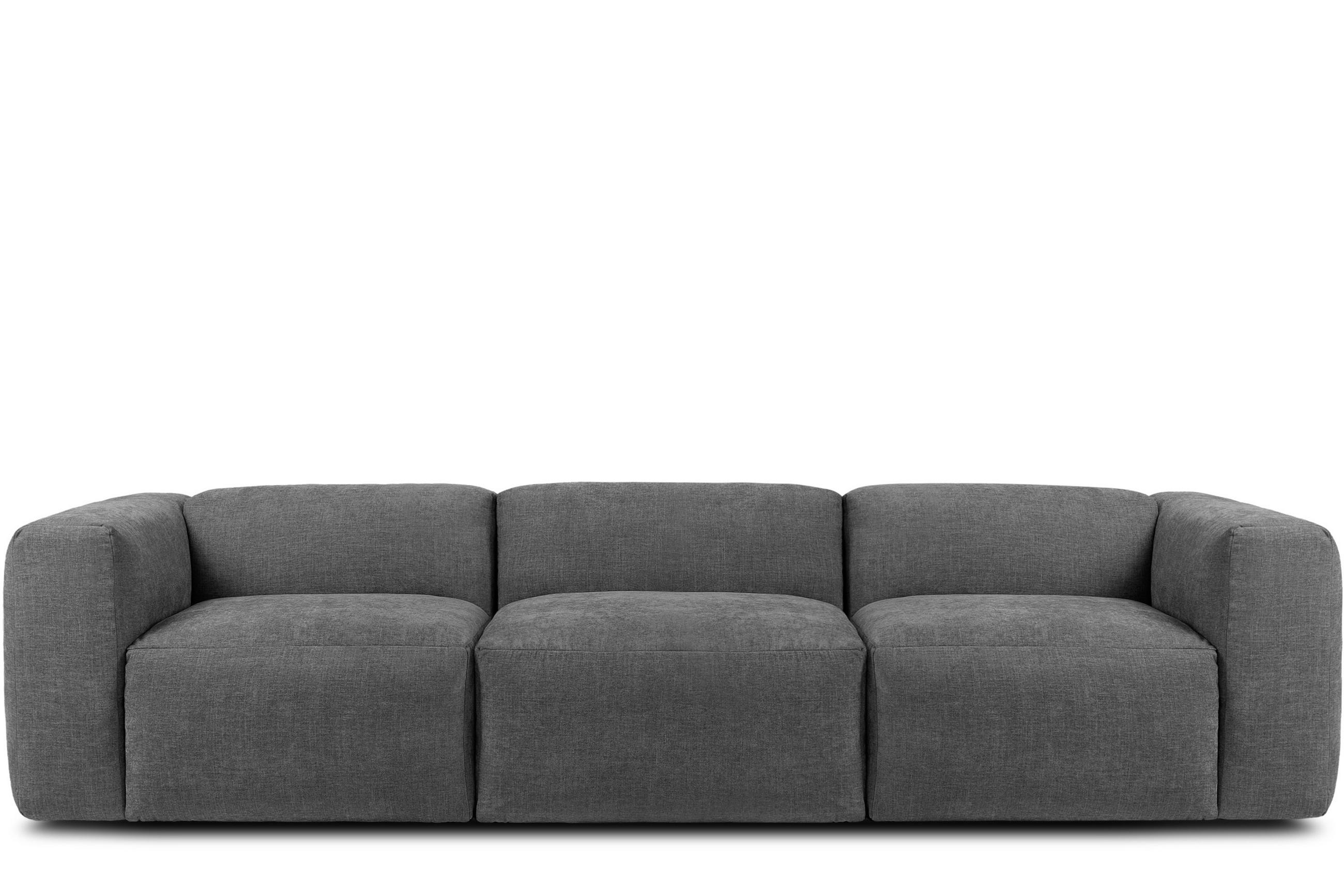 3-SITZER-MODULSOFA BUFFO mit extrem weicher und bequemer Sitzfläche, Gewebestoff, aschfahl - Grau, Textil (290/73/96cm) - KONSIMO®