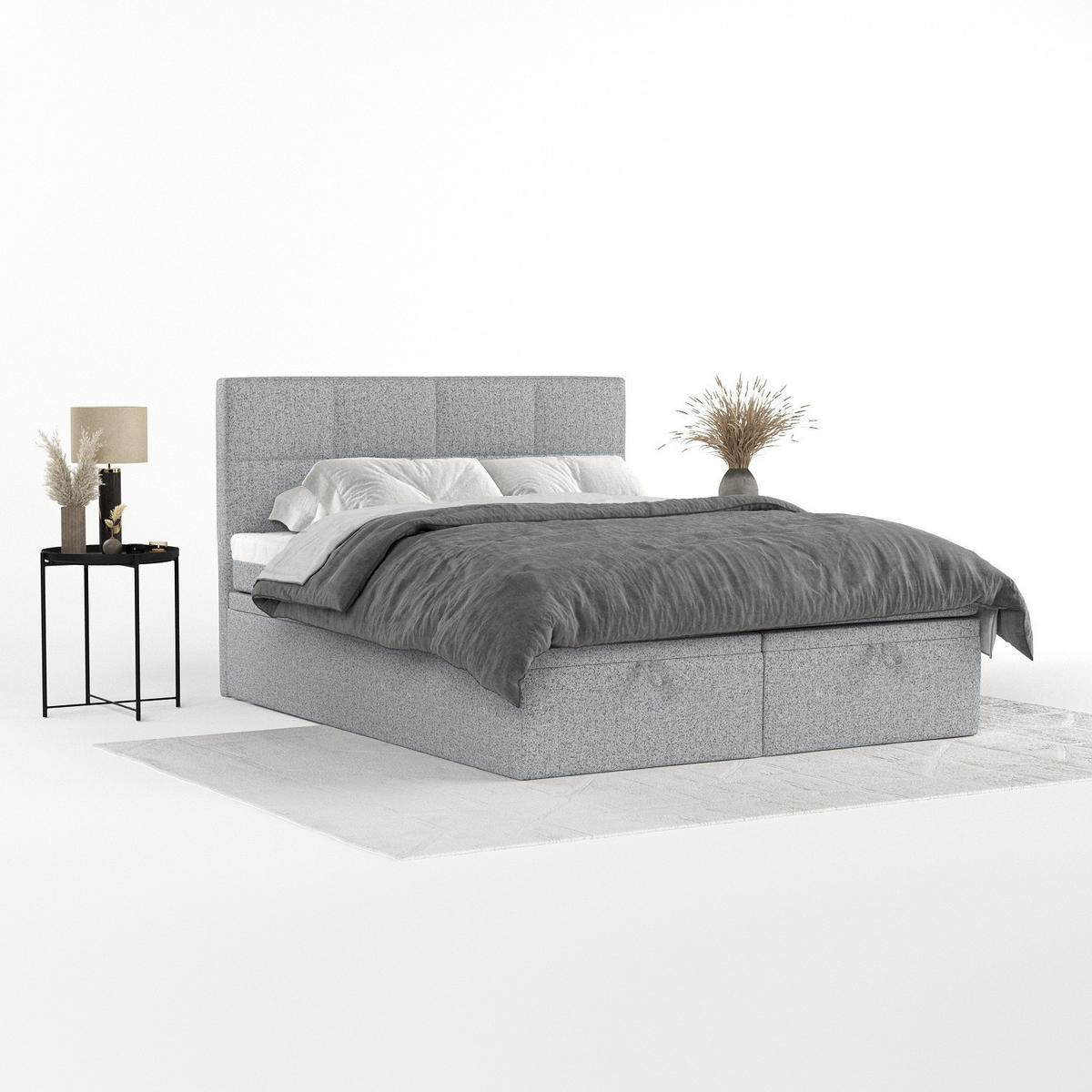 BOXBETT Tessa 140/200 cm Grau im Riva Stoff - Schwarz/Grau, Holz/Holzwerkstoff (140/200cm) - AltaBeds