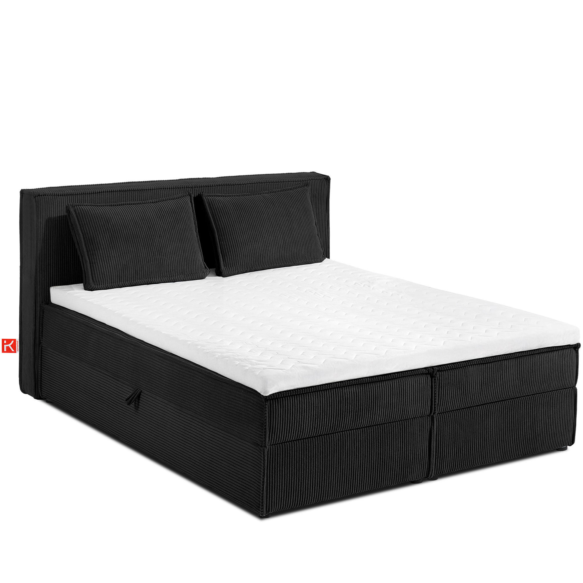 BOXSPRINGBETT ROTI mit Stauraum, schwarz - Schwarz, Holz/Holzwerkstoff (140/200cm) - KONSIMO®