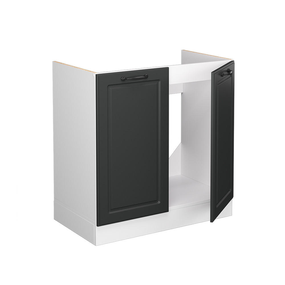 SPÜLENUNTERSCHRANK R-Line Anthrazit Landhaus 80 cm ohne AP - Dunkelgrau/Anthrazit, Holzwerkstoff (80/81.6/46cm) - Vicco