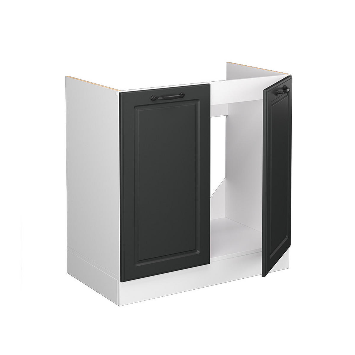 SPÜLENUNTERSCHRANK R-Line Anthrazit Landhaus 80 cm, AP Marmor - Dunkelgrau/Anthrazit, Holzwerkstoff (80/81.6/60cm) - Vicco