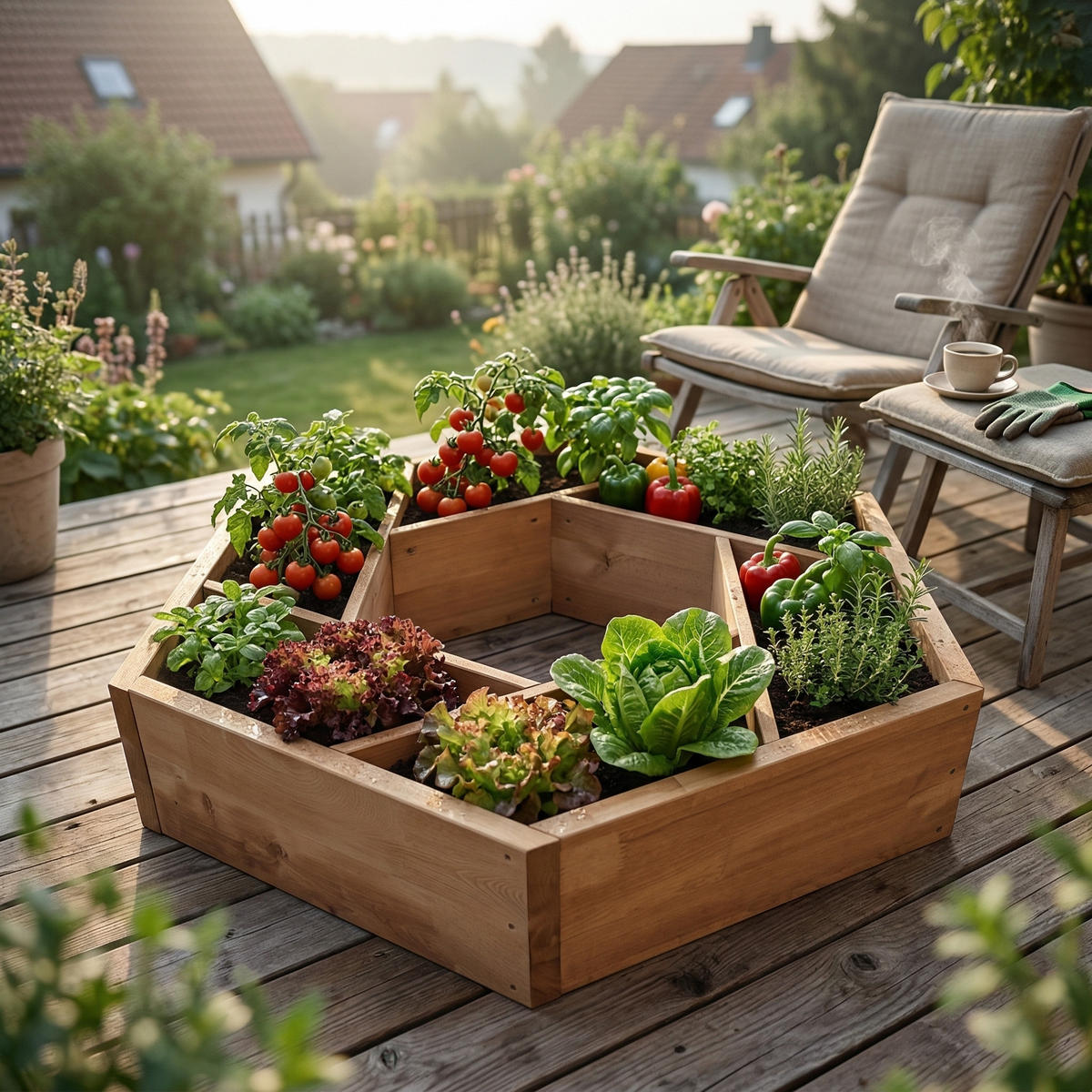 PFLANZBEET Hexy1 - Braun, Holz (100/80/100cm) - needs&wants