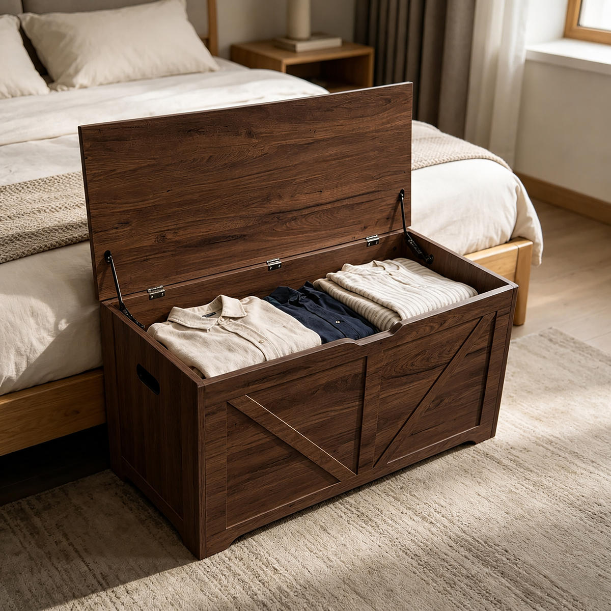 SITZBANK Vintagebraun mit Stauraum - Braun, Holzwerkstoff (100/46/40cm) - Relaxdays