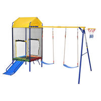 SCHAUKELGESTELL Outdoor Kinderschaukel-Set mit Trampolin - Blau, Metall (217/198cm)