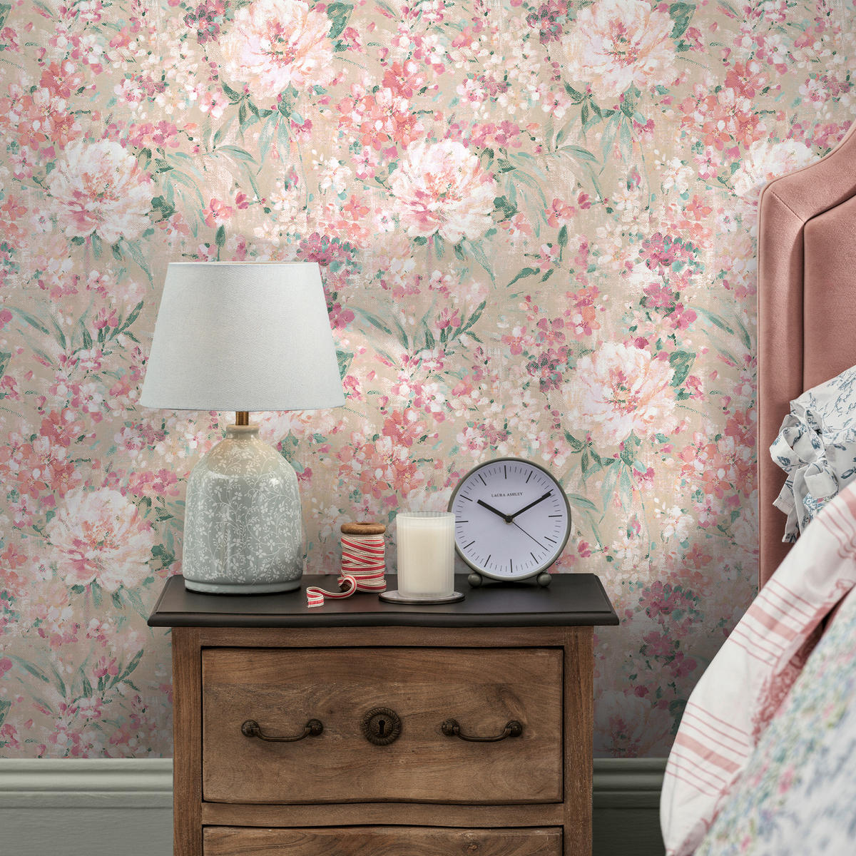 VLIESTAPETE Gemalte Blumen - Pink, Papier/Kunststoff (52/1000cm) - LAURA ASHLEY