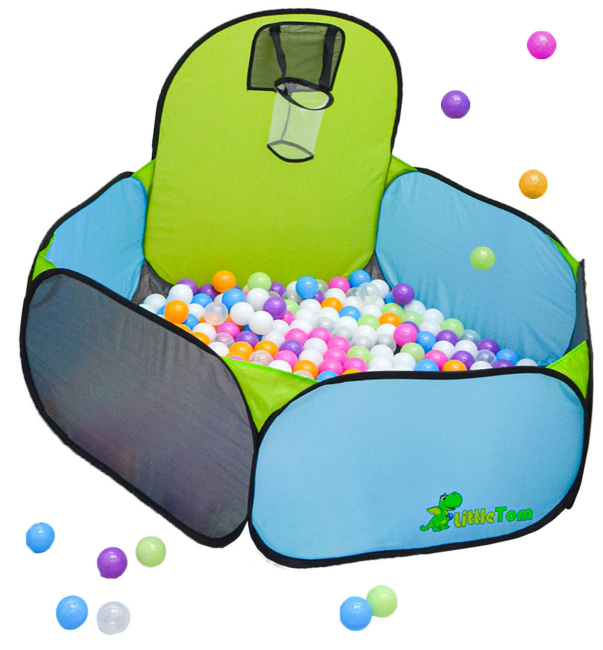 BÄLLEBAD-BASKETBALL-KORB mit 300 Pastellfarbenen Bällen - Multicolor, Kunststoff (100/80/120cm) - Littletom