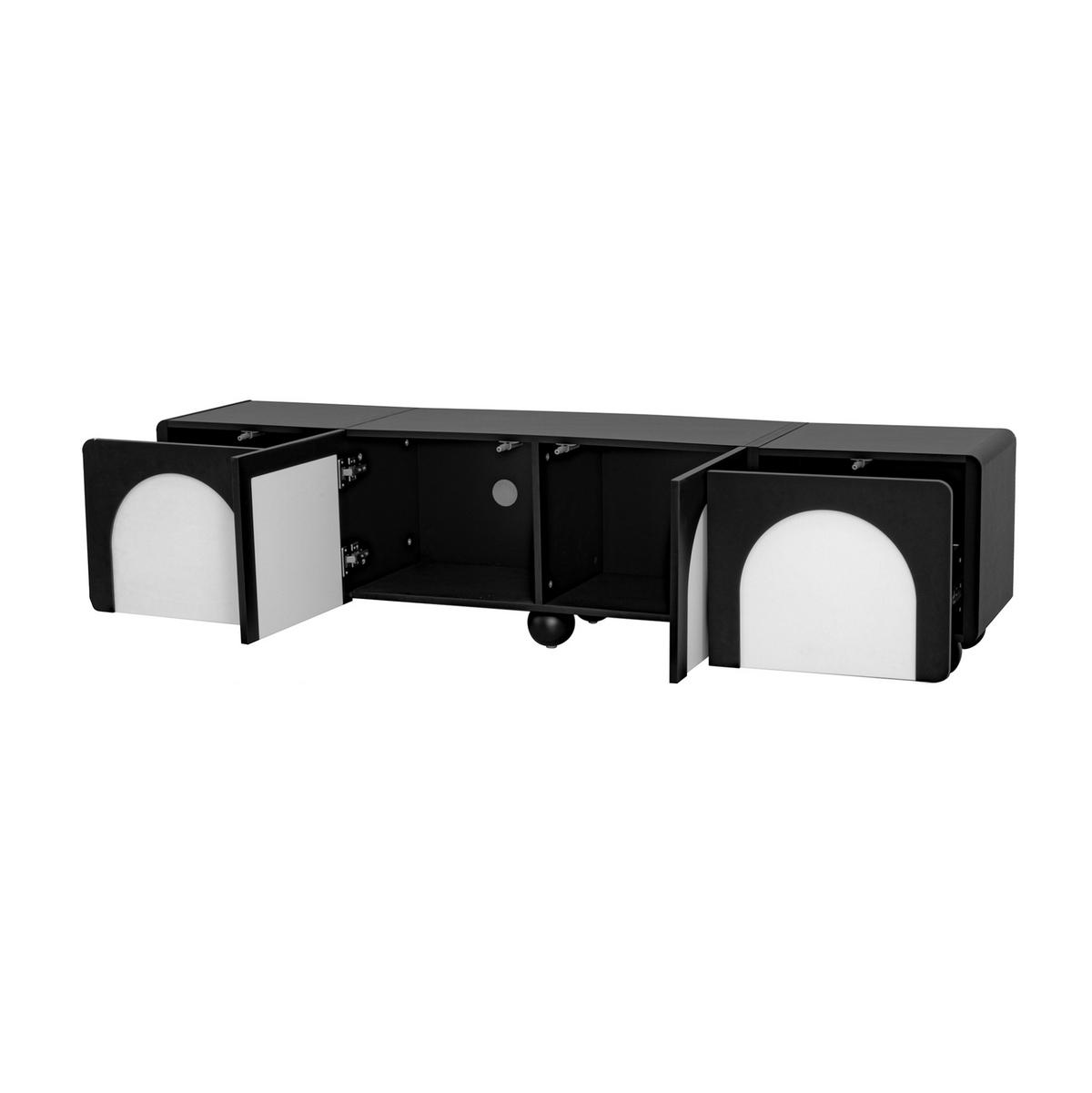 TV-SCHRANK mit 2 Schubladen und 2 Türen 180 x 38 x 45 cm Schwarz Weiß - Schwarz, Holzwerkstoff (38/45/180cm) - Beauniv