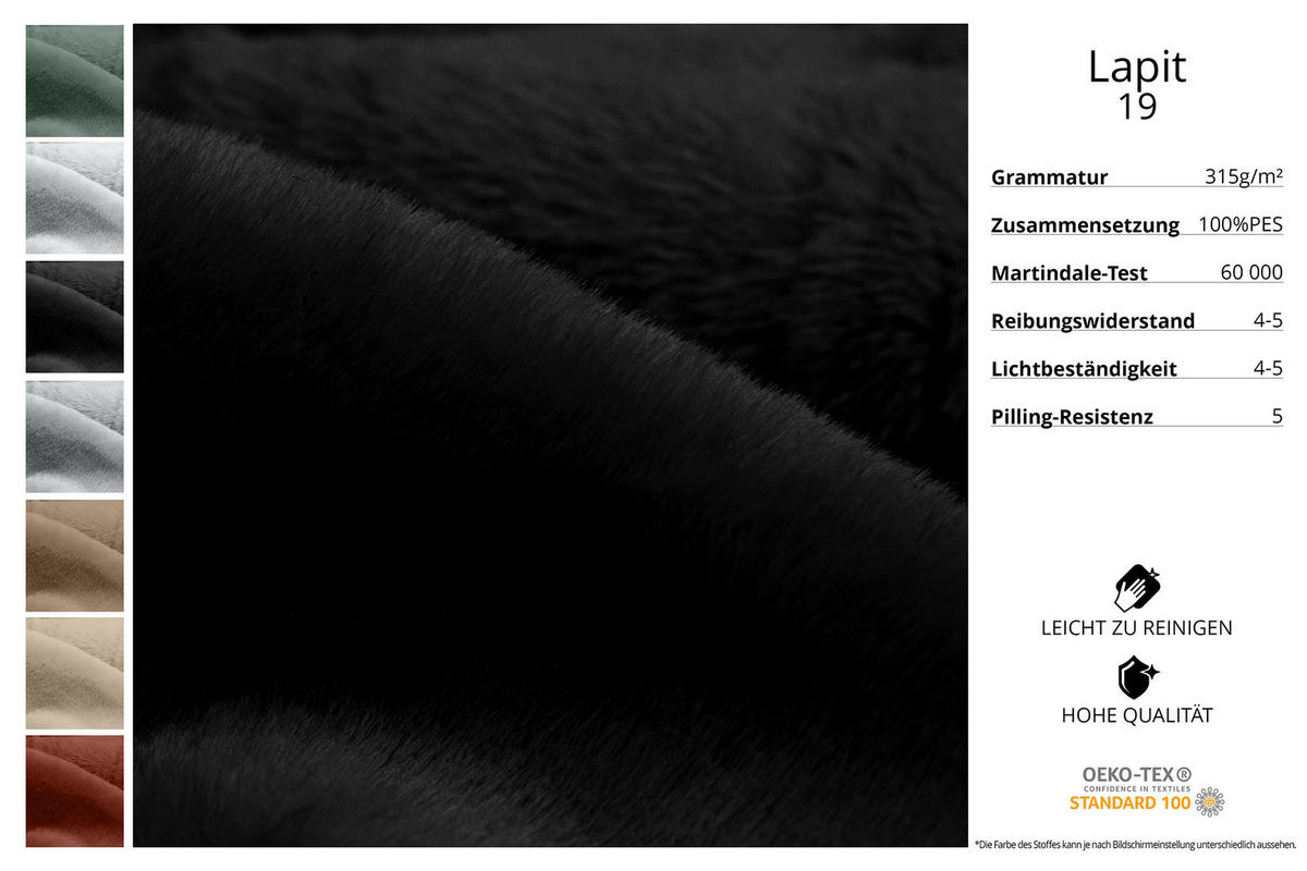 ECKSOFA mit Schlaffunktion und Bettkasten LIRA-L - 264x172x89 Schwarz - Schwarz, Holzwerkstoff/Textil (264/172cm) - ALTDECOR