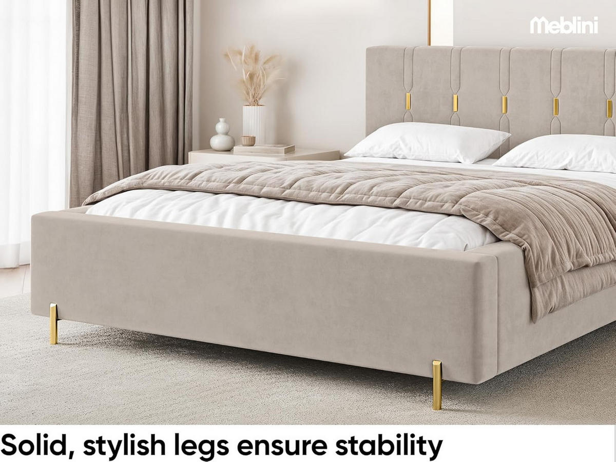 BETT FABIO H3 - Beige/Goldfarben, Holzwerkstoff (180/200cm) - Meblini